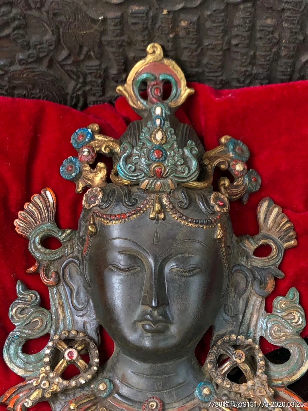 藏传佛教卍佛头挂件度母佛像品相如图纯铜材质,藏地工