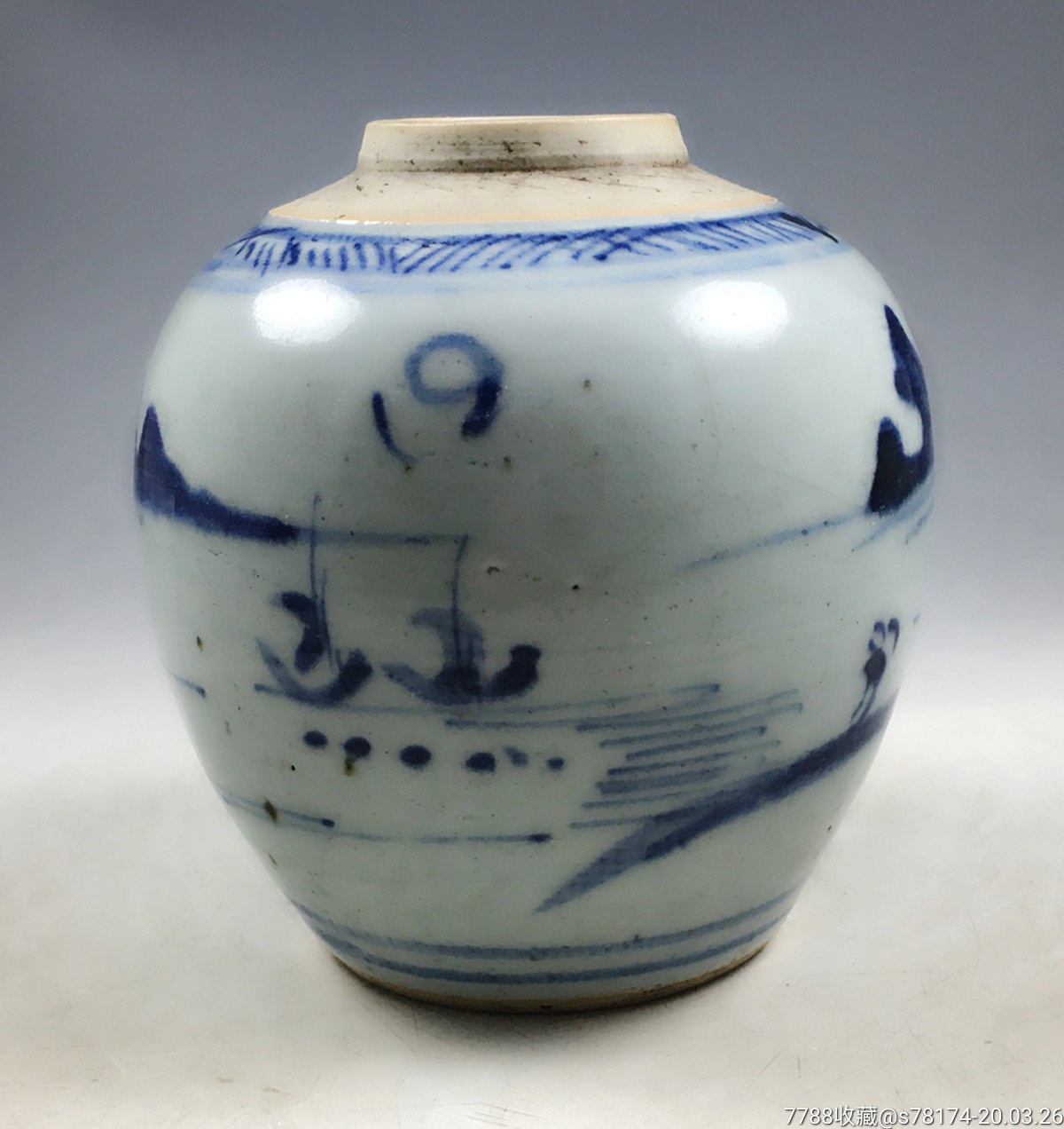 清三代乾隆年山水青花罐