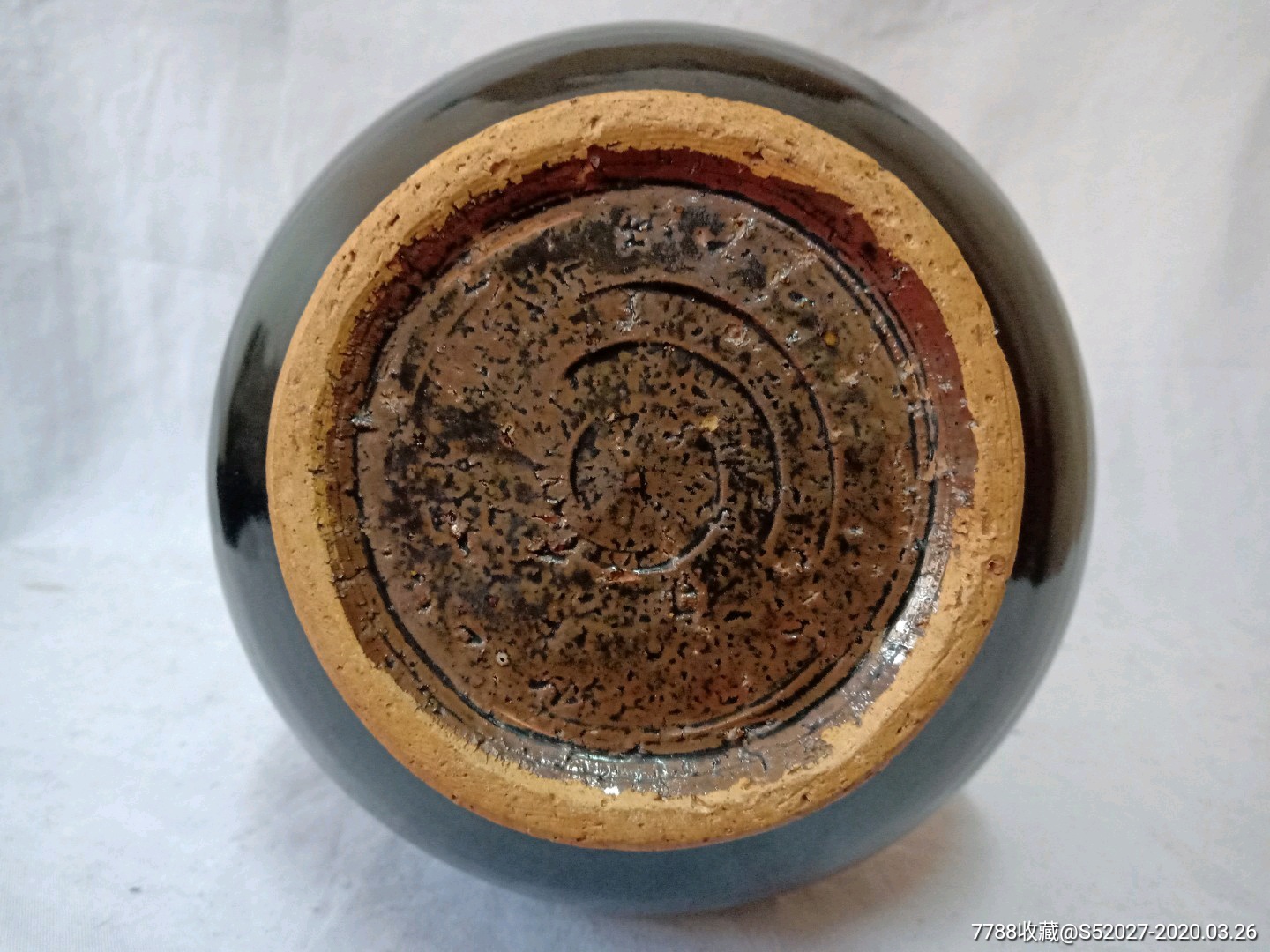 宋代吉州窑黑釉双木叶纹玉壶春瓶高33厘米直径185厘米