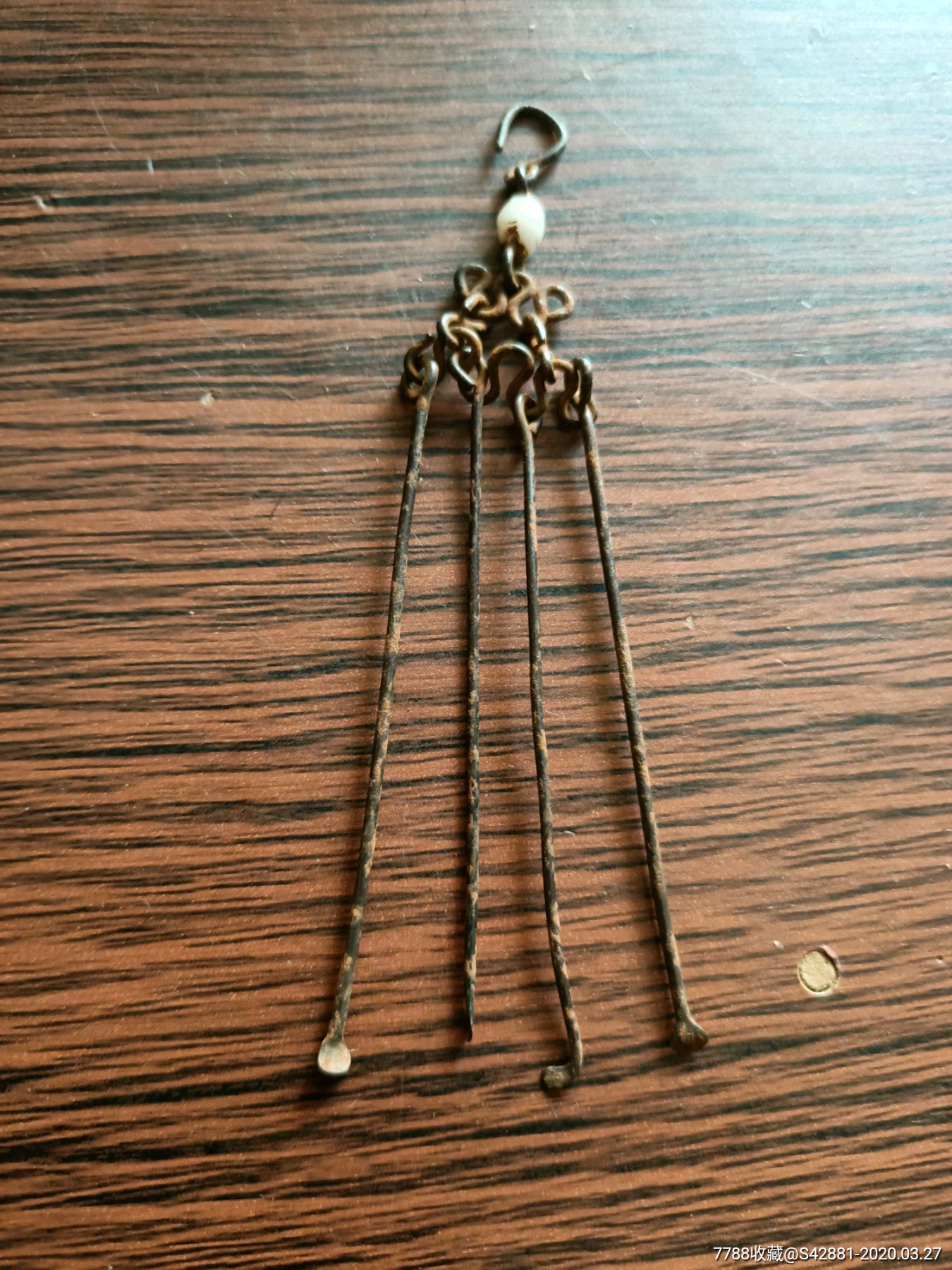 民国铁制掏耳勺一套4件.高9.5厘米.