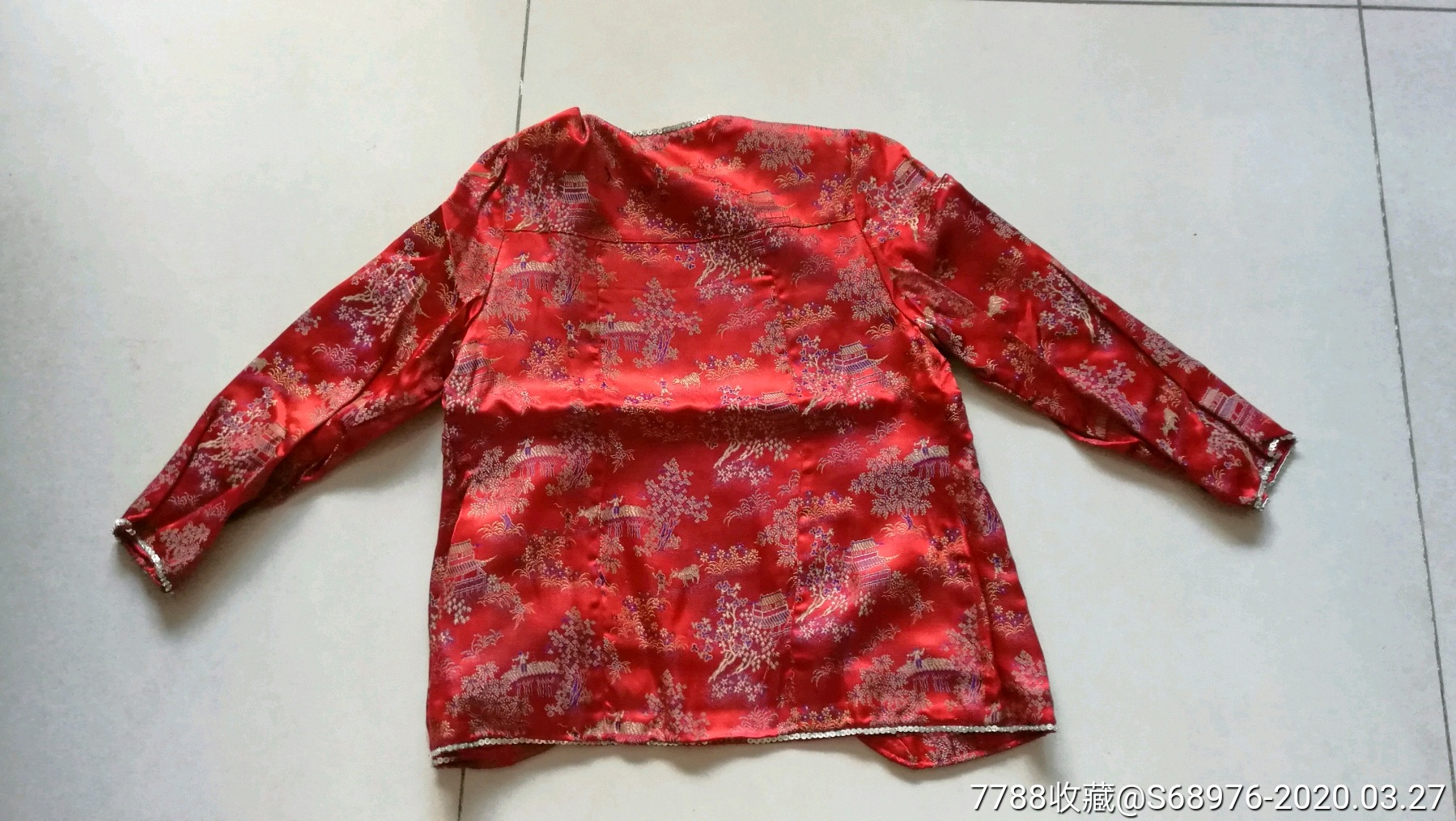 80年代真丝缎子面料女式夹袄,料质优,可用可藏,可做年代戏影视道具