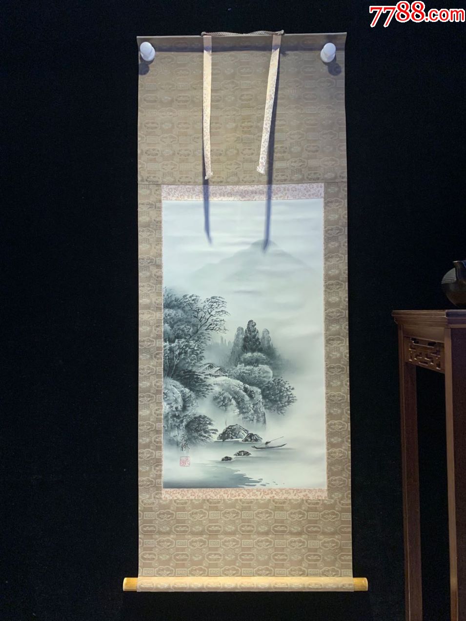 元胜小品山水和风日本回流字画古玩肉笔手绘挂轴原装真迹现货