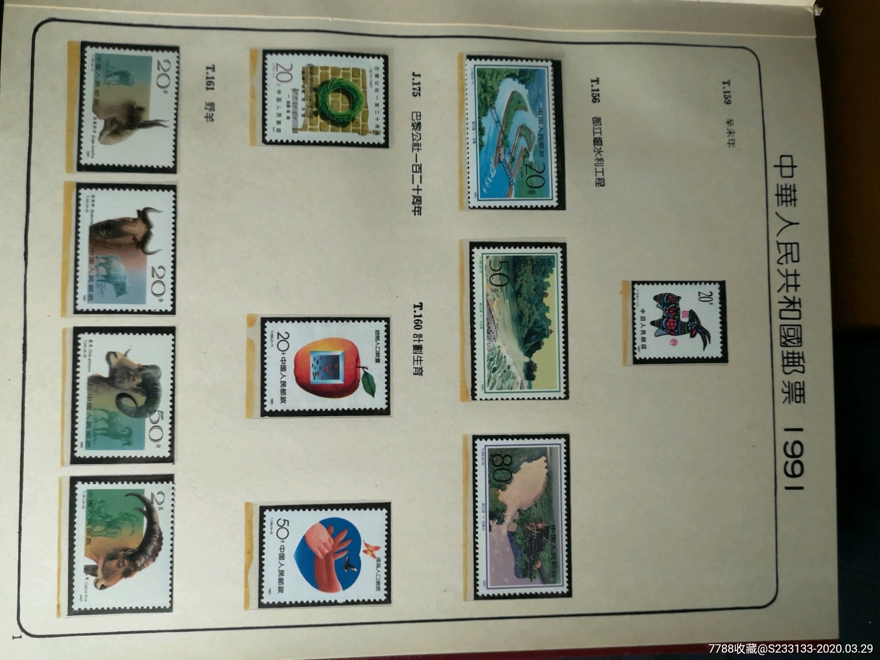 1991年全年邮票-年册-7788收藏