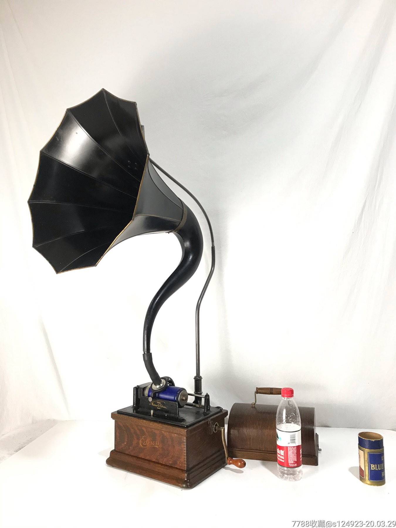 爱迪生鹅颈喇叭手摇蜡筒留声机