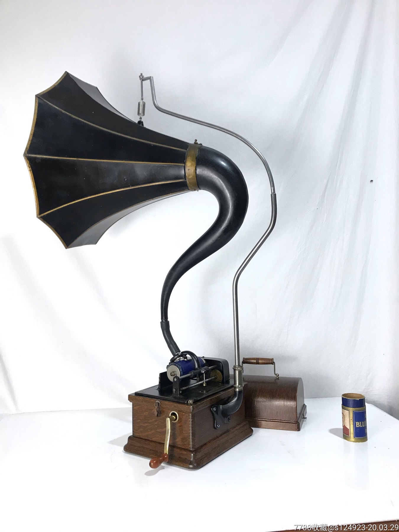 爱迪生鹅颈喇叭手摇蜡筒留声机