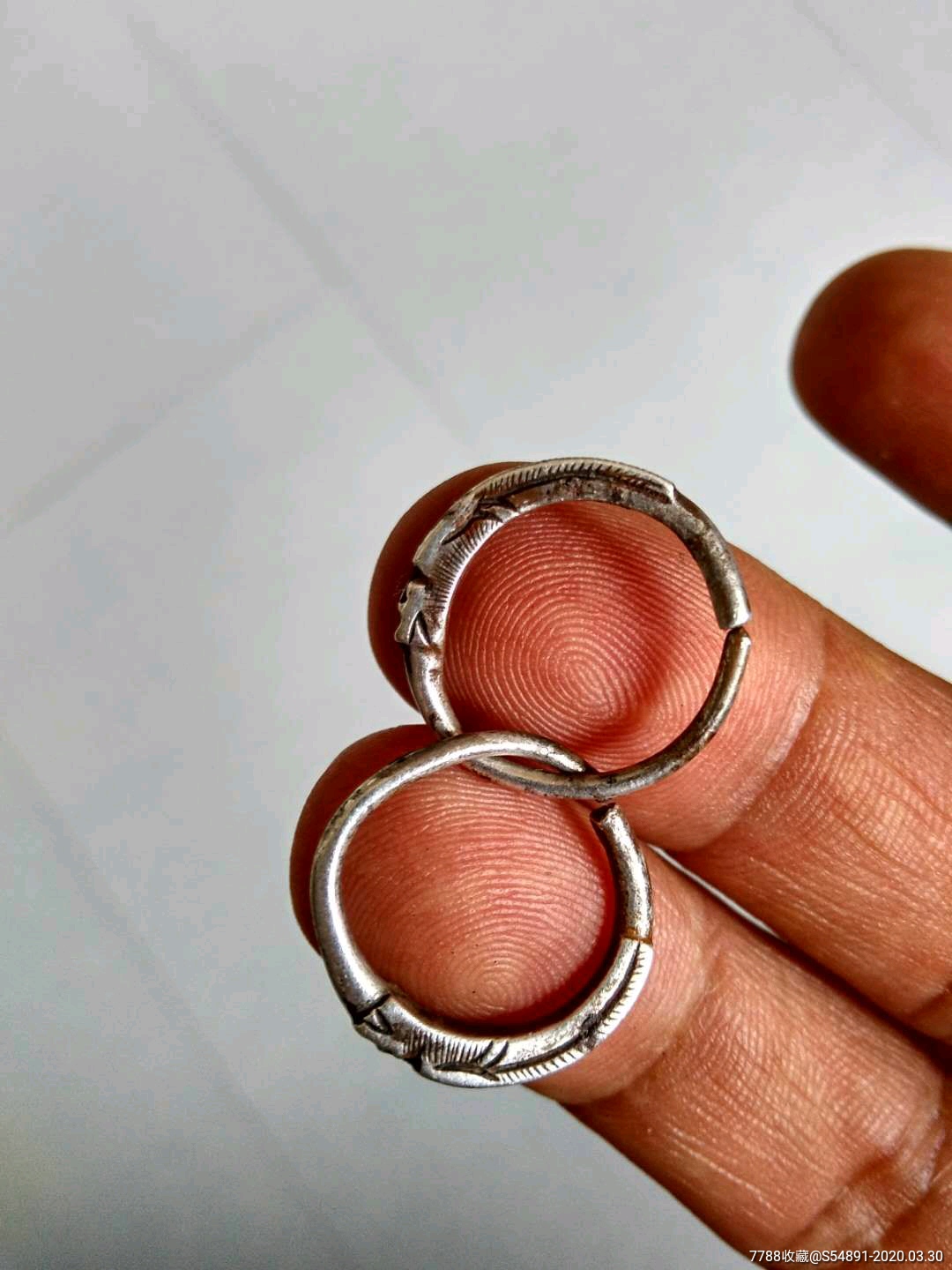 清代双龙银耳环一对