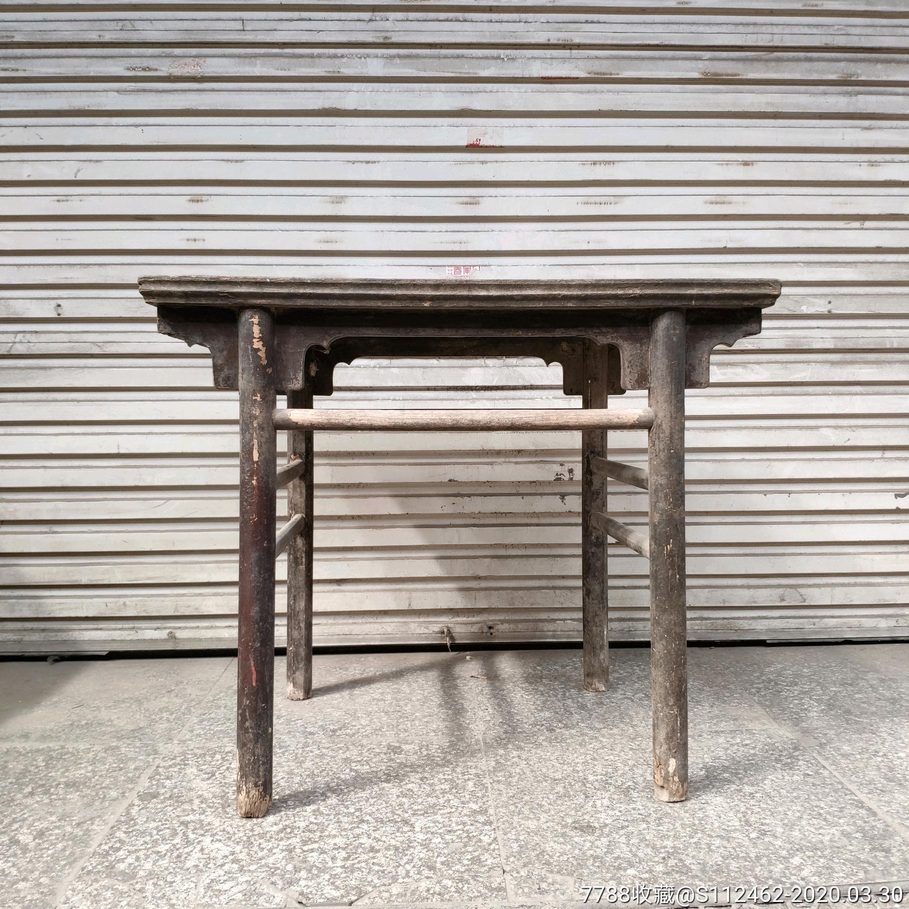 清代榆木圆腿酒桌