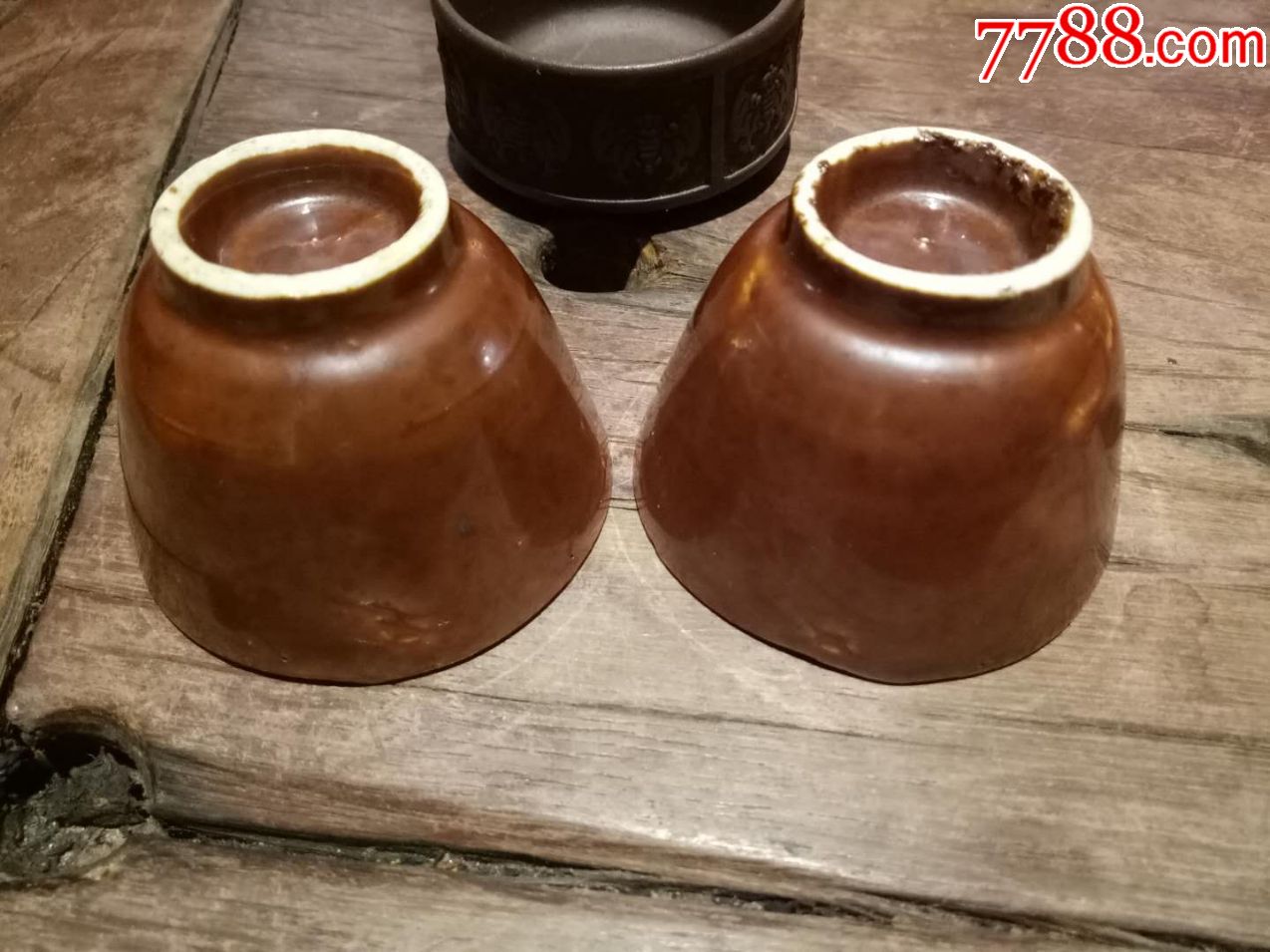 民国紫金釉杯一对