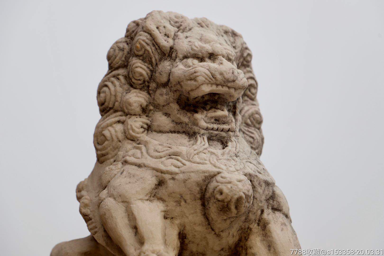 清代汉白玉石狮