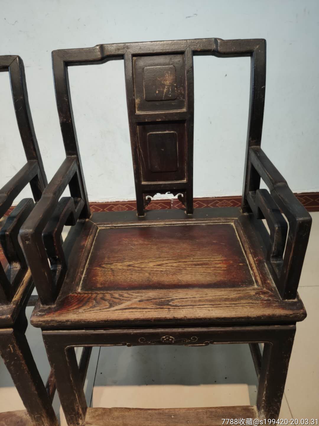 清代楠木太师椅面板独板做工独特品相一流完整牢固2280元不议价不包邮