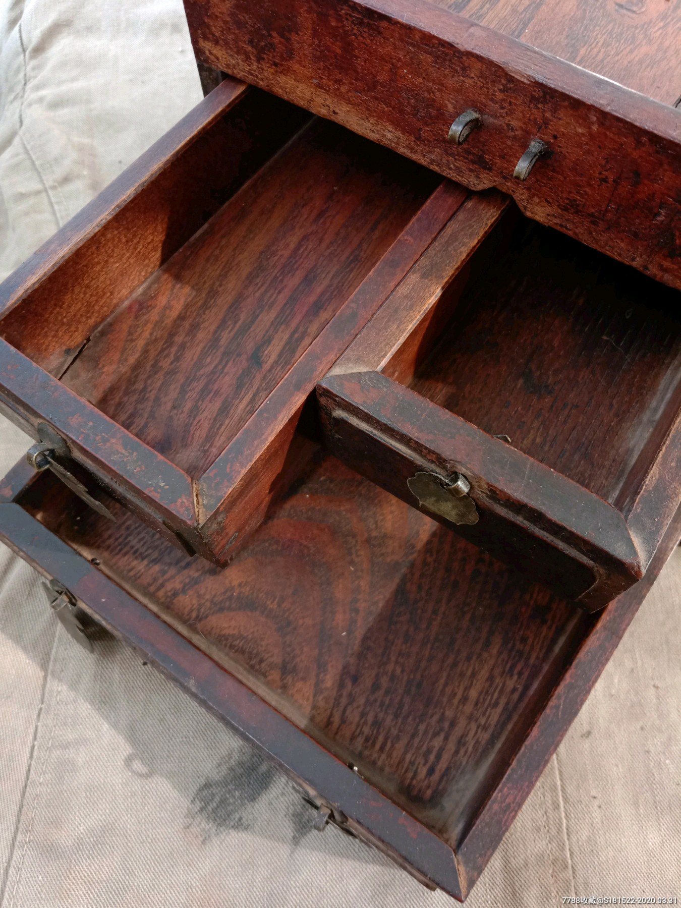 老化妆盒古董木质化妆盒民国或清代老木盒子收藏