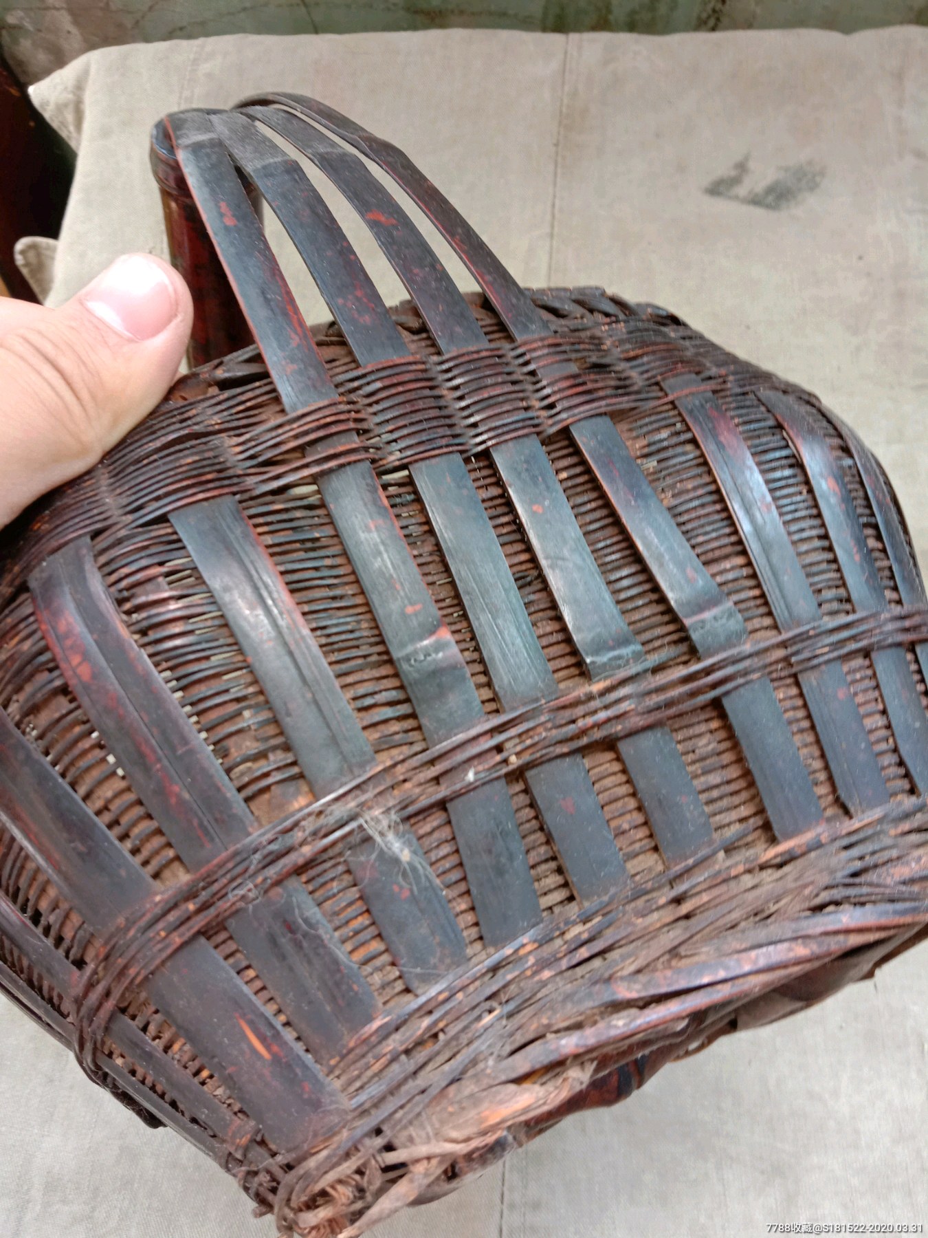 清代或民国时期老竹篮老式小篮子收藏民俗手工编织