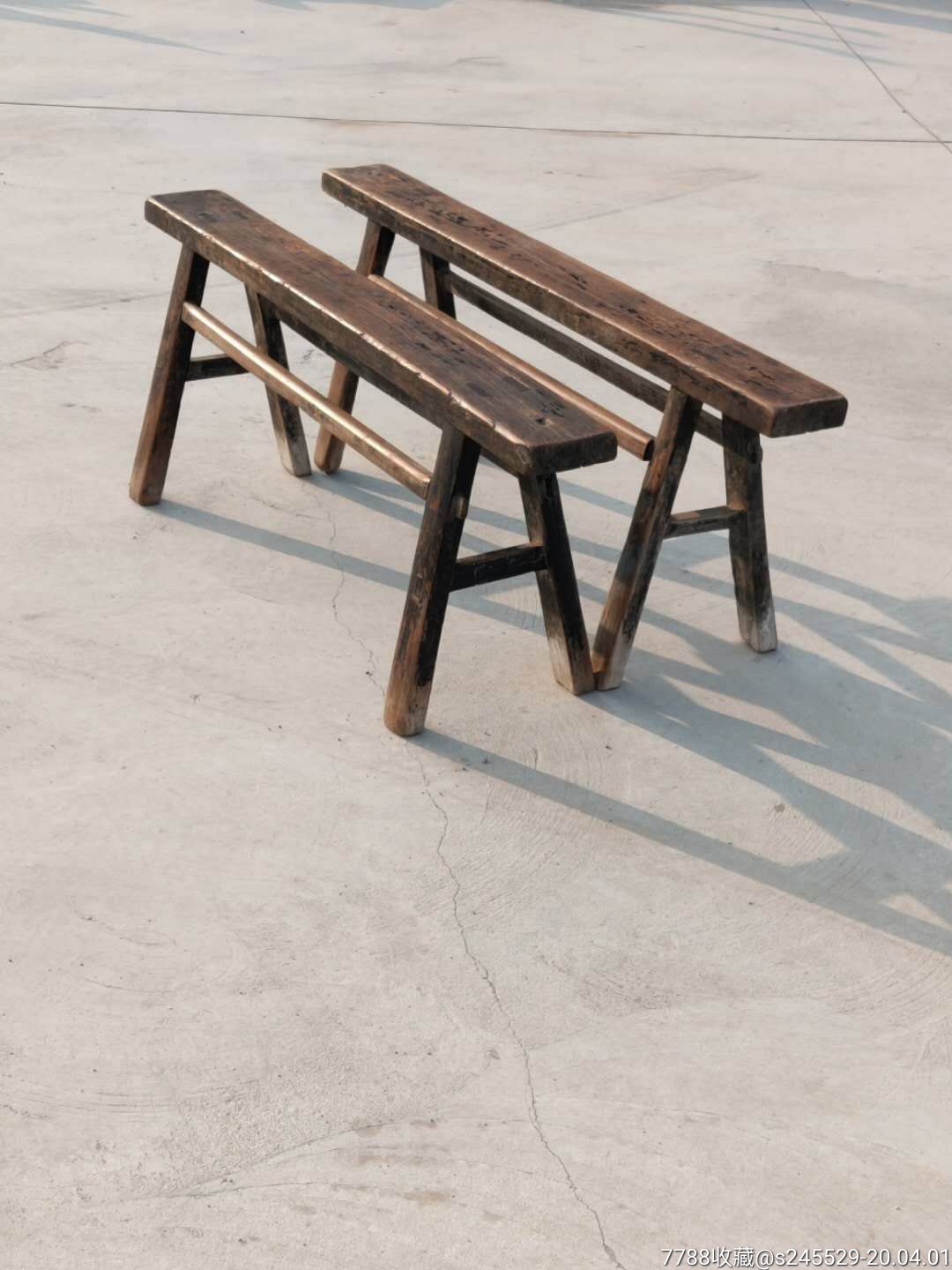 清代二人凳一对-木椅/凳-7788旧家具收藏