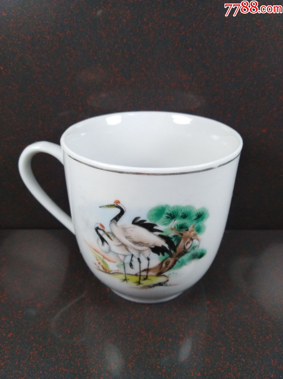 中国界牌釉下彩双鹤茶杯