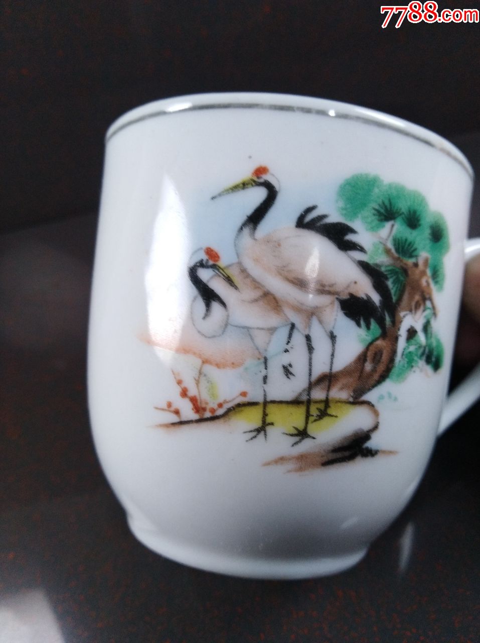 中国界牌釉下彩双鹤茶杯