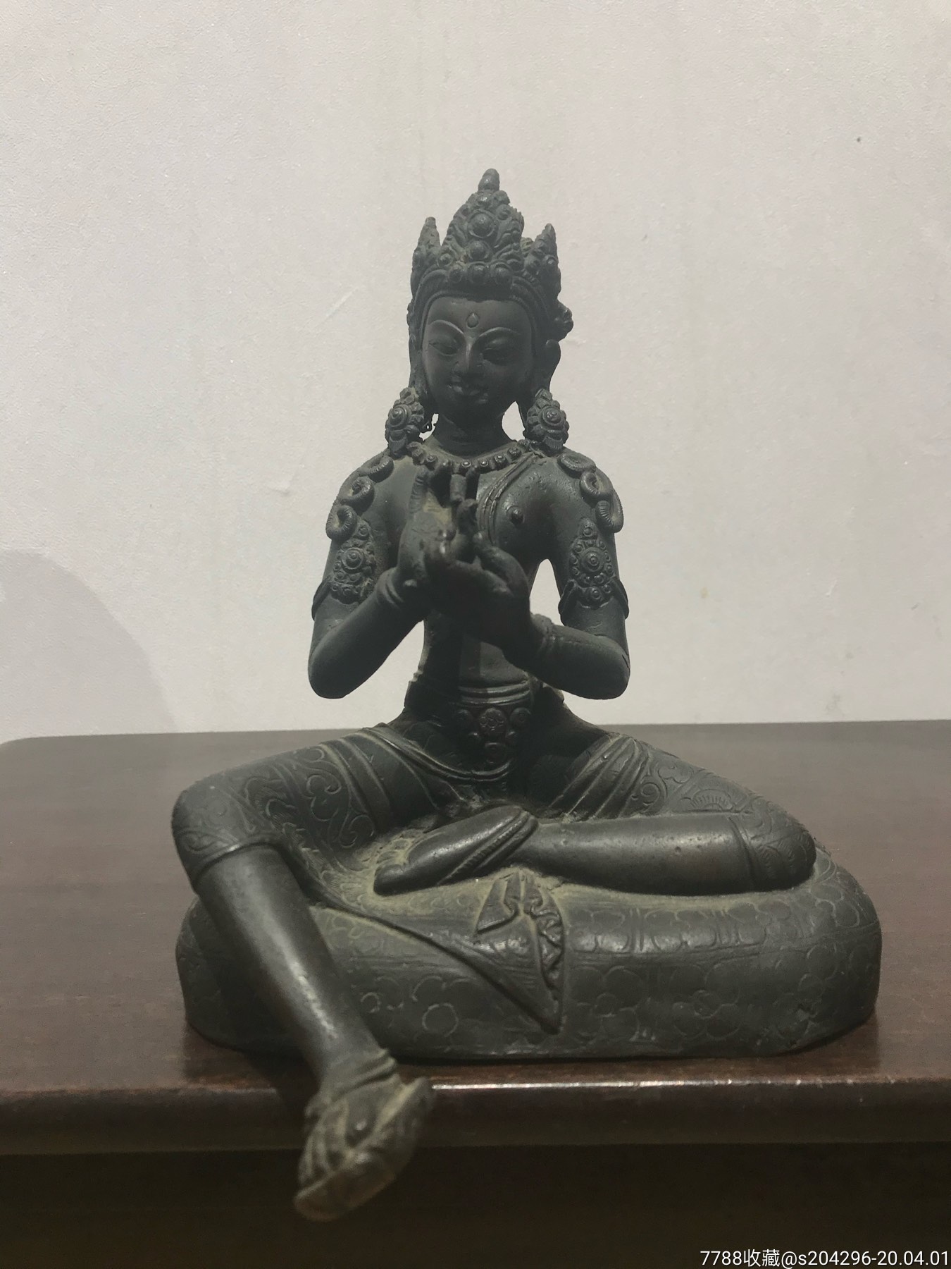 明代绿度母铜造像