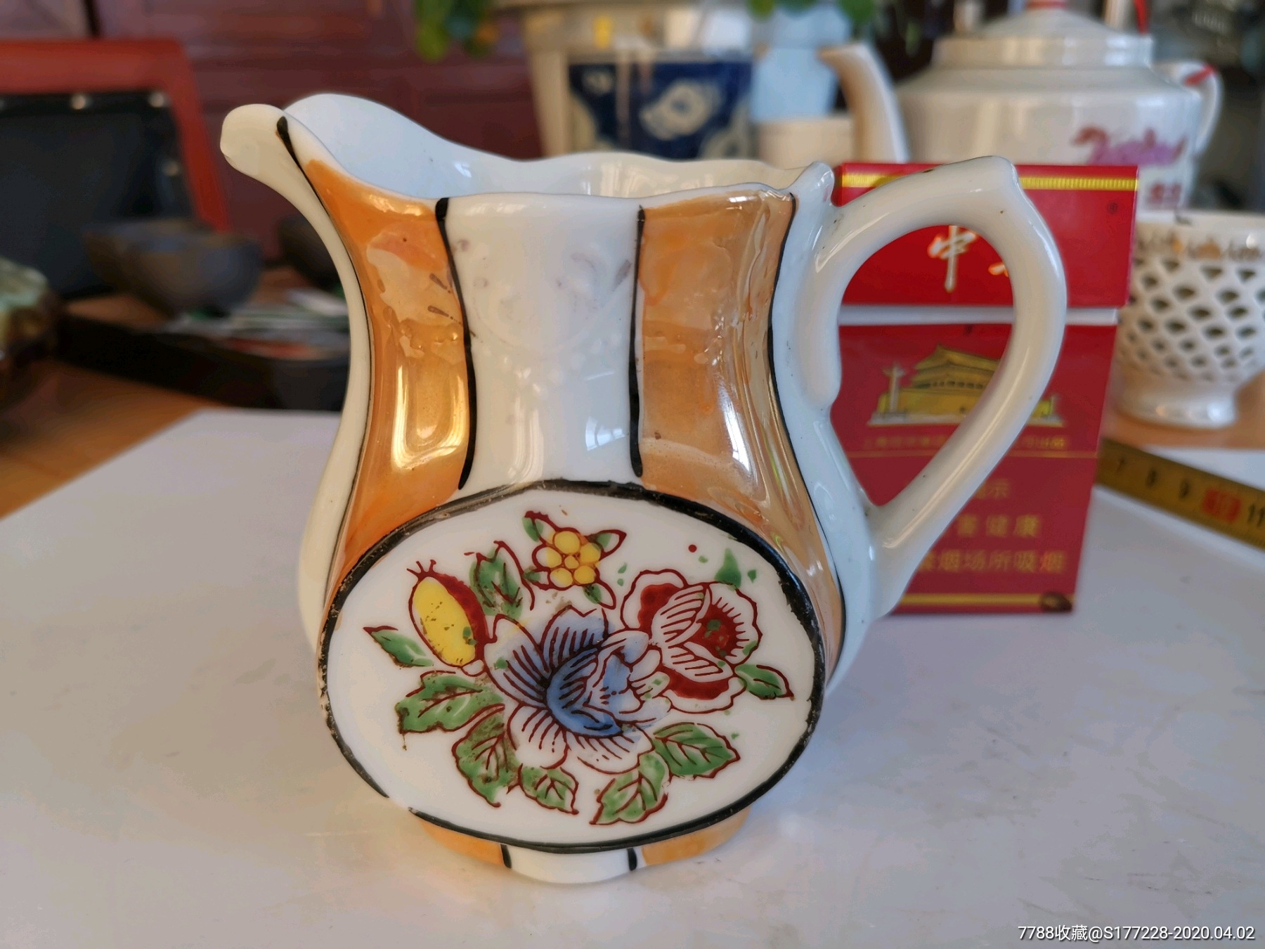 民国满洲国日本粉彩手绘公道杯漱口杯老瓷器开门老货