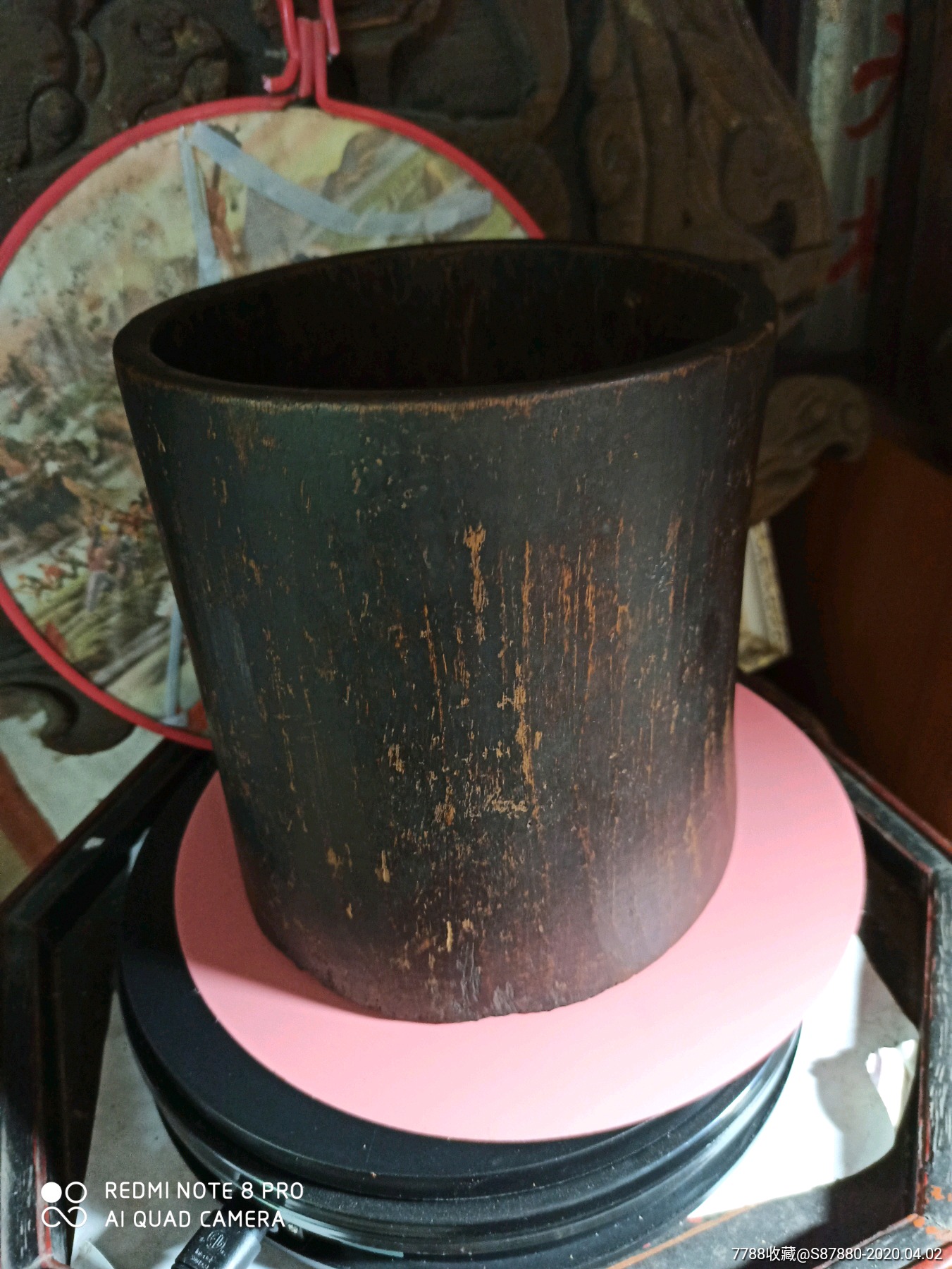 稀见品——明代文房楠木雕素面笔筒