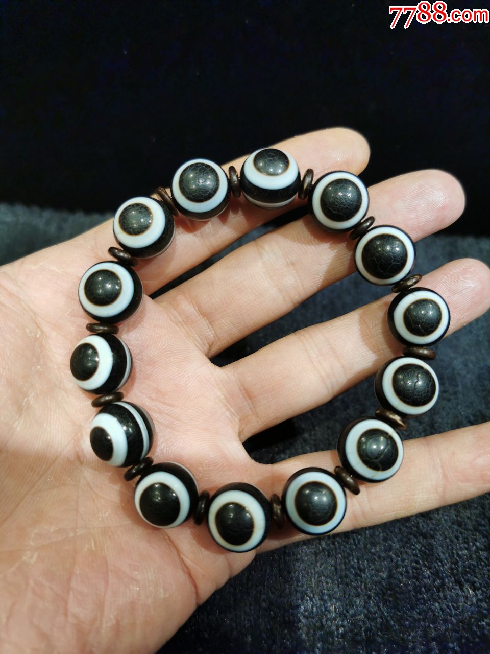 天然天珠天眼玛瑙手串14颗珠子纯天然颗颗正眼细图有龟裂纹橘皮纹包邮