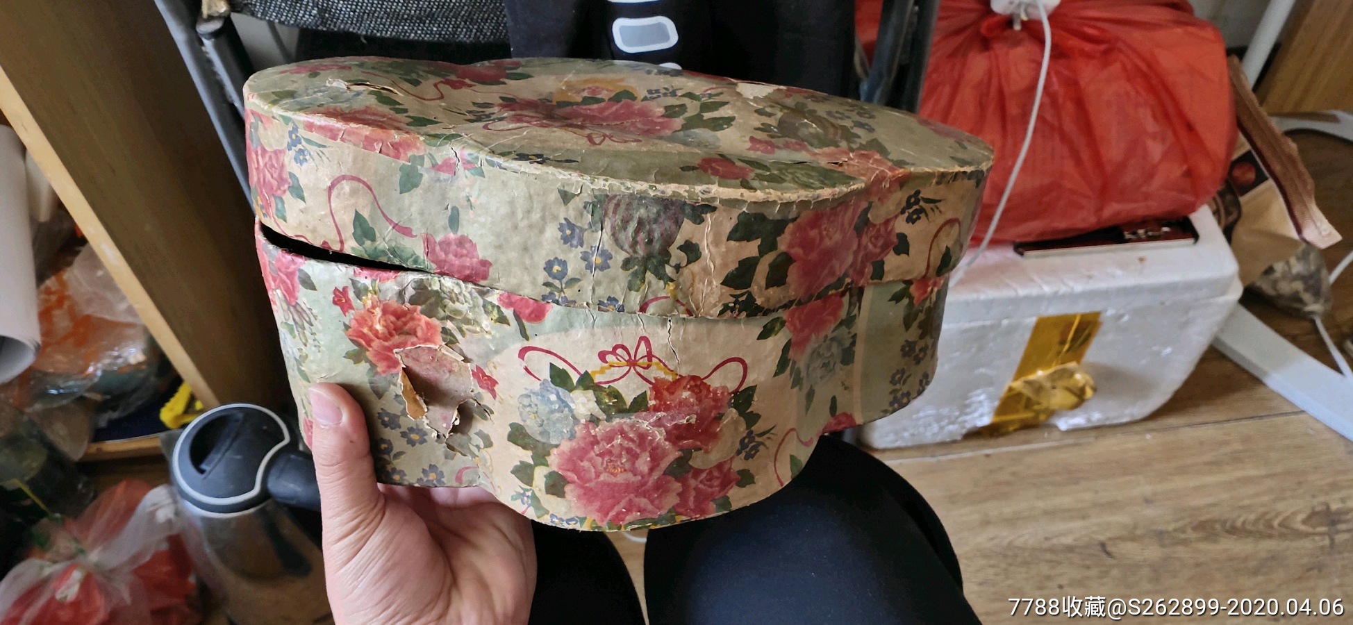 民国解放时期手工制作元宝形糊纸嫁妆盒