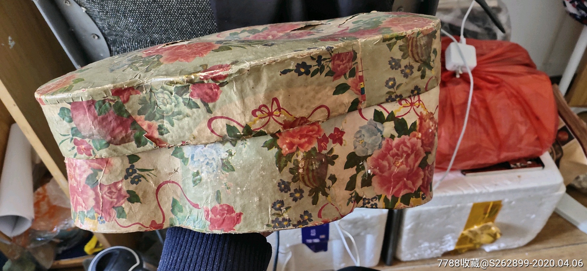 民国解放时期手工制作元宝形糊纸嫁妆盒