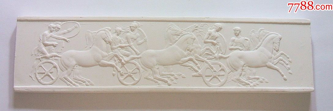 欧洲壁画油画艺术古罗马战车战争白色高浮雕方形超巨型大陶章22856mm