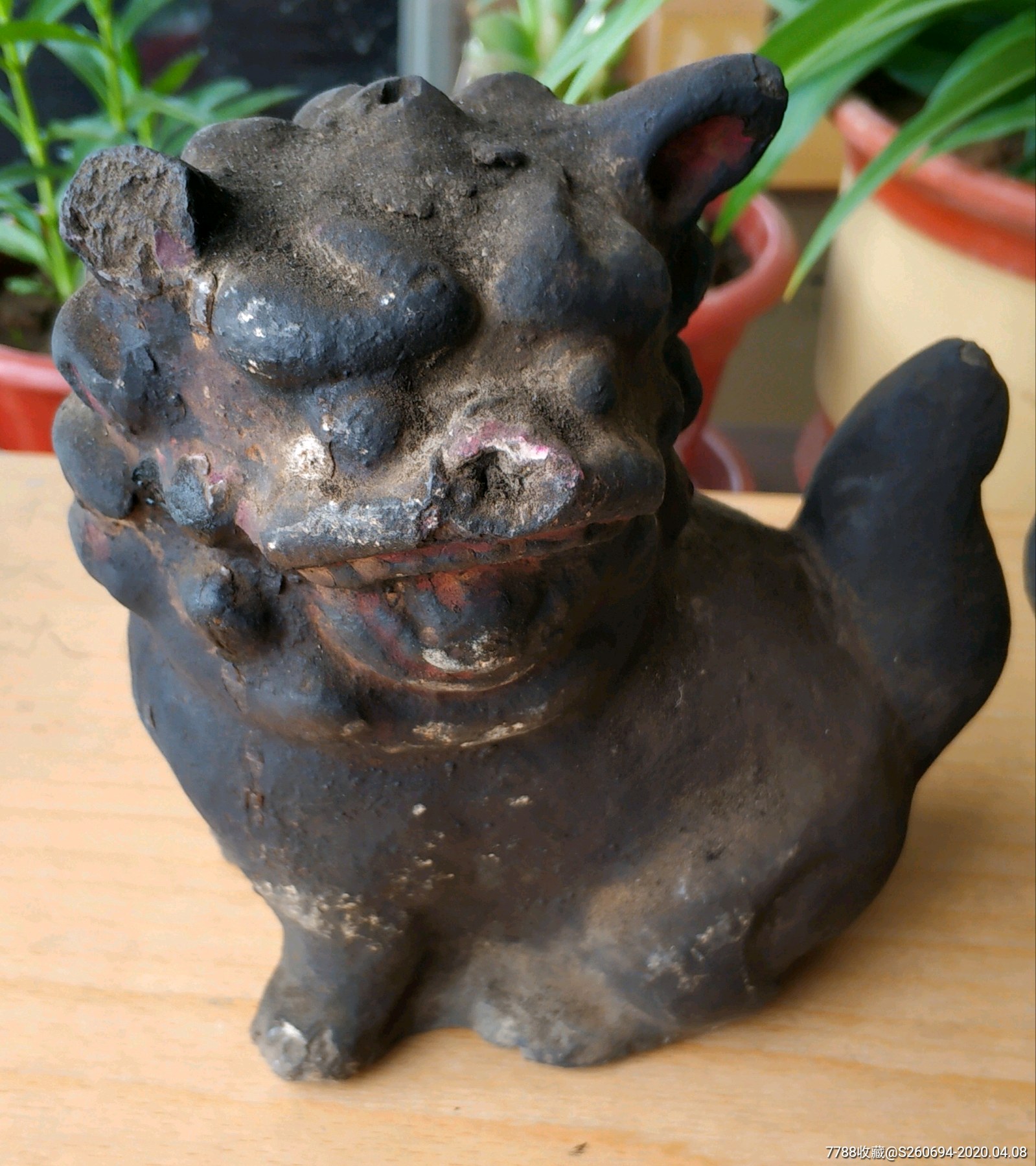 清末民国手绘陶狮子