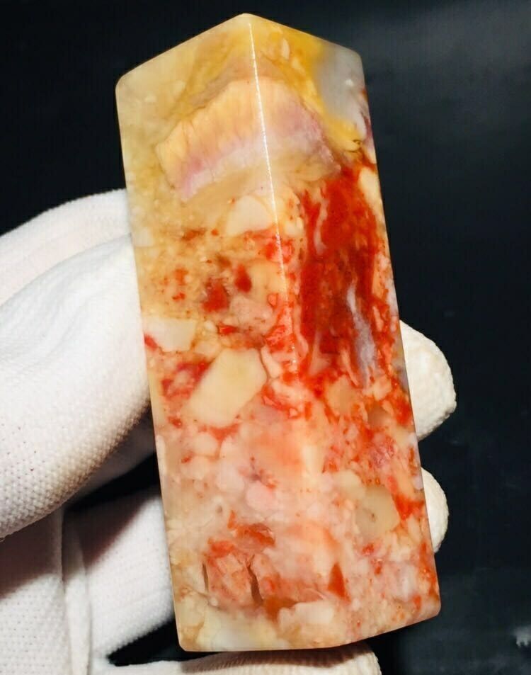 精品老挝五彩桃花结晶善伯冻---一组5枚_其他石印_可乐宝宝收藏屋