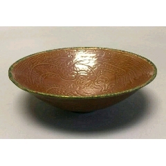 紫定包口镏金斗笠碗