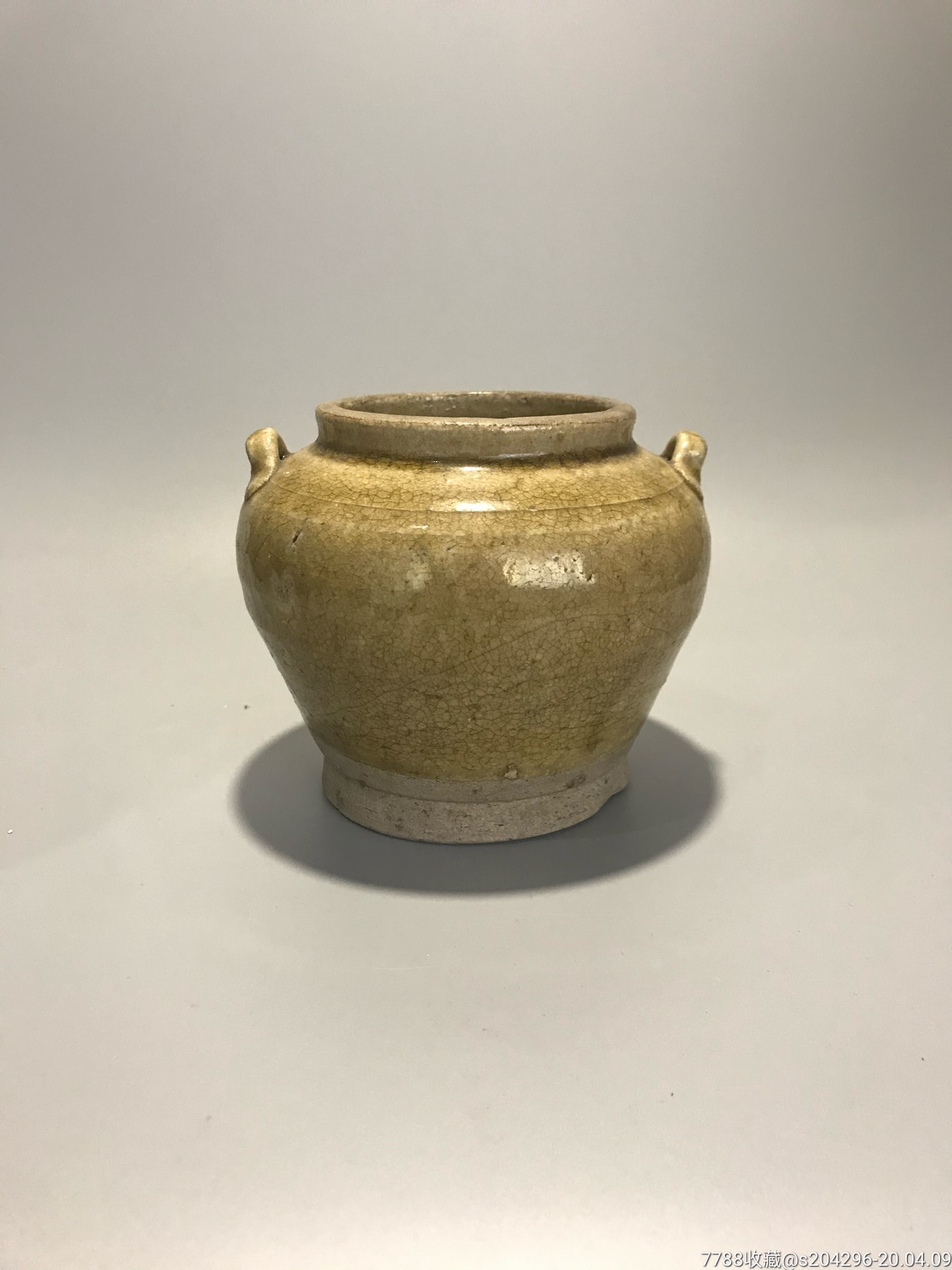 唐宋时期黄釉双耳罐_黄釉瓷_华峰堂【7788瓷器】