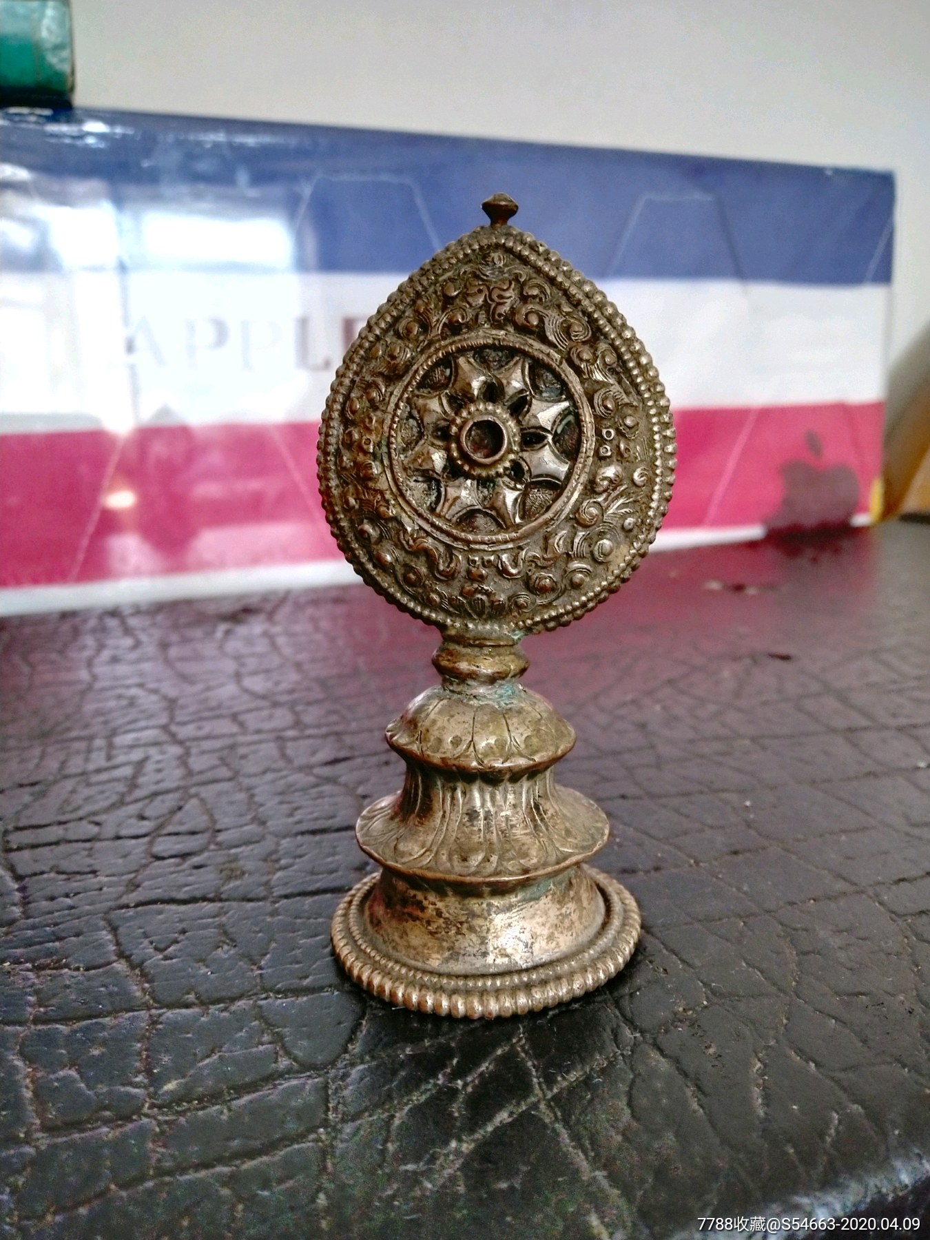 清朝鎏银金轮宝,藏传法器