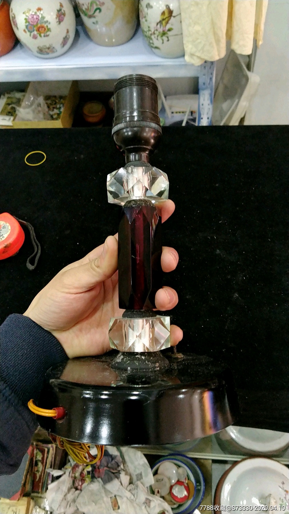 老物件民俗收藏80年代左右玻璃台灯开关完好