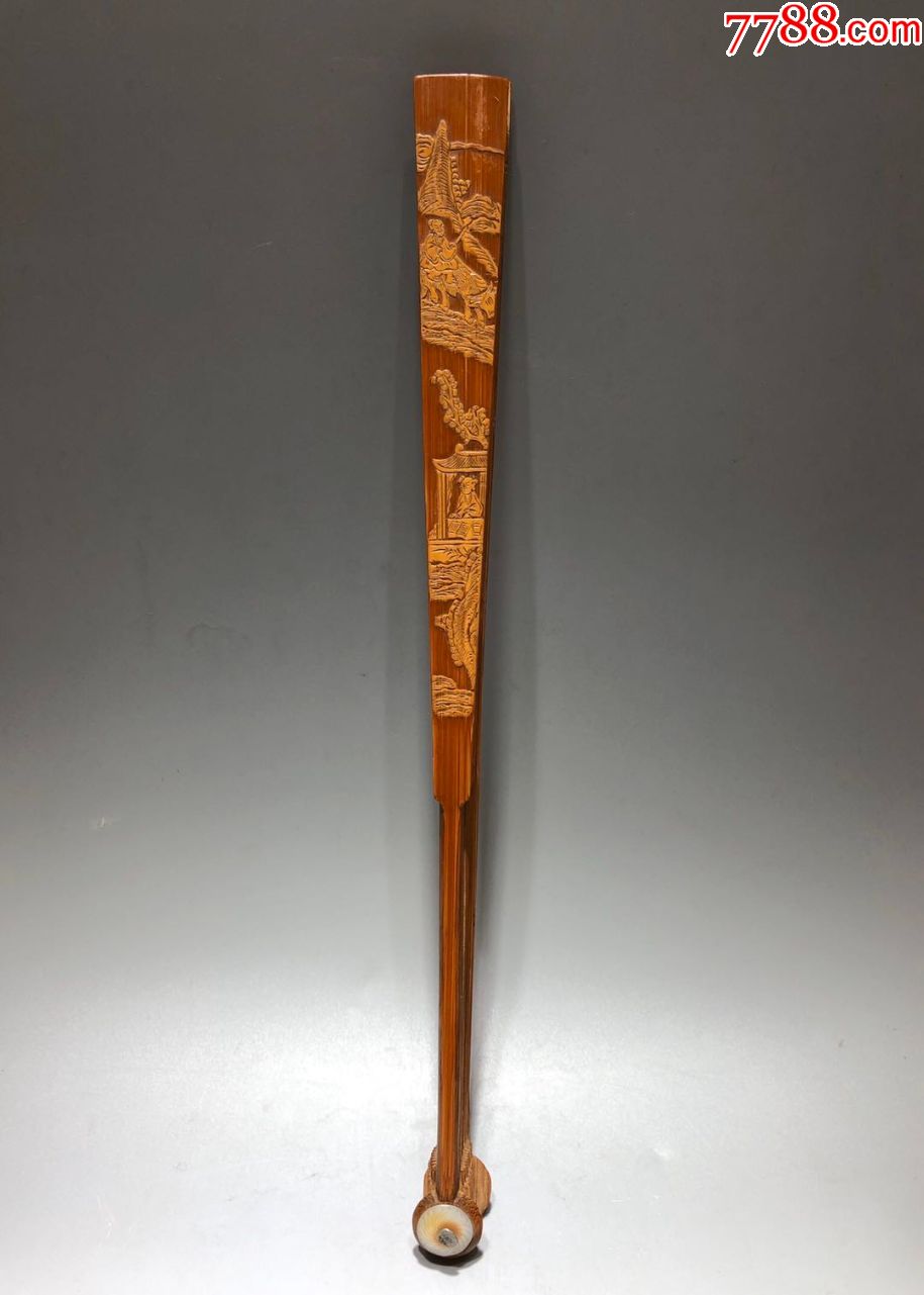 清代竹刻人物扇骨长30cm