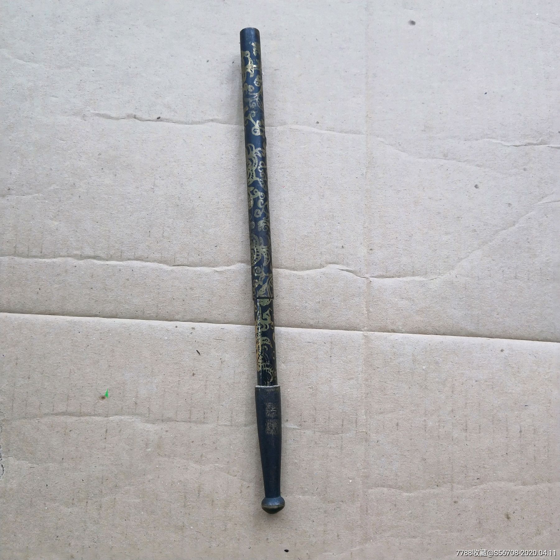 民国黄铜烟杆老物件烟杆有花纹可伸缩