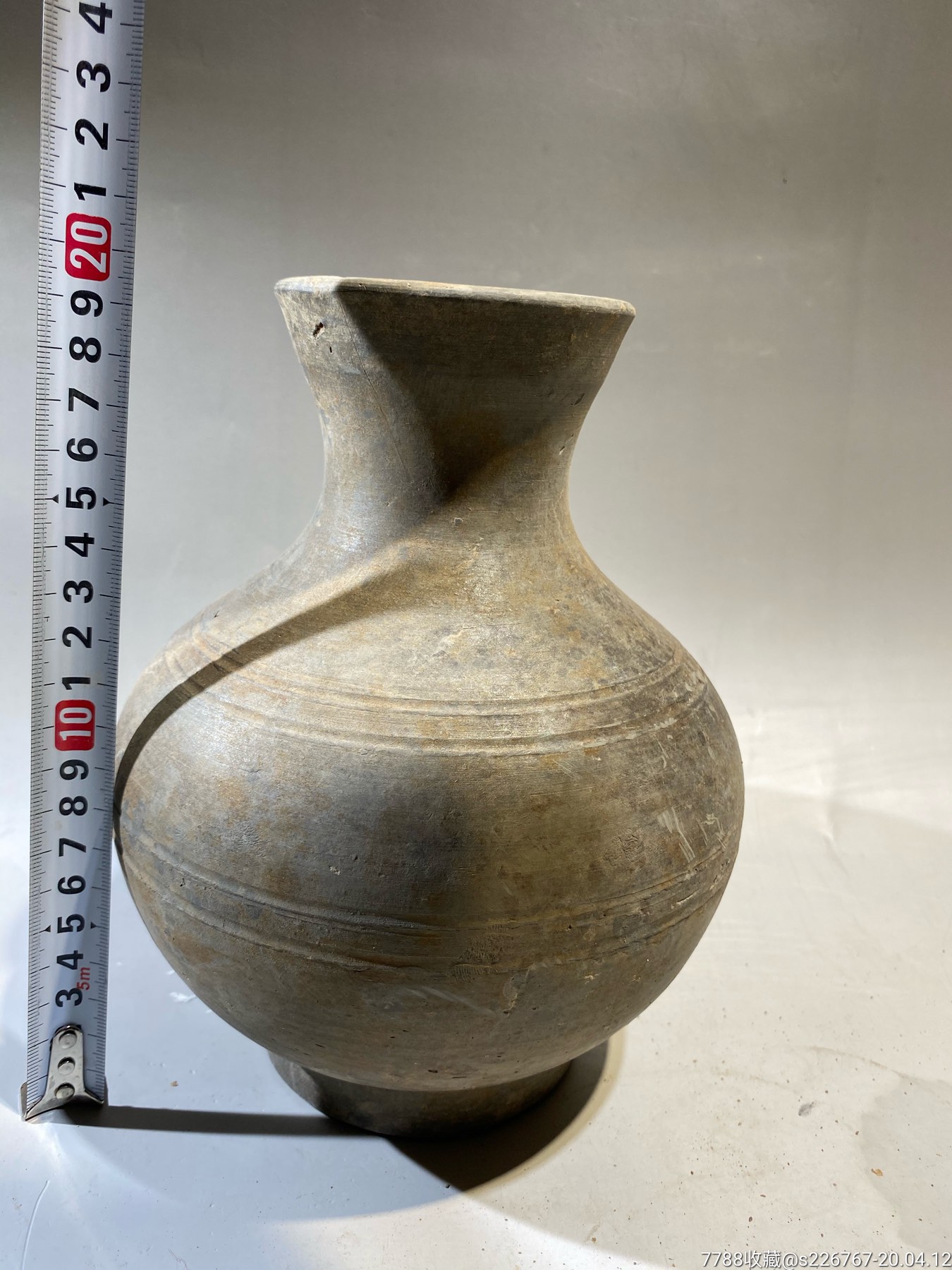 古玩陶器古董汉代陶壶-灰陶-7788陶器收藏