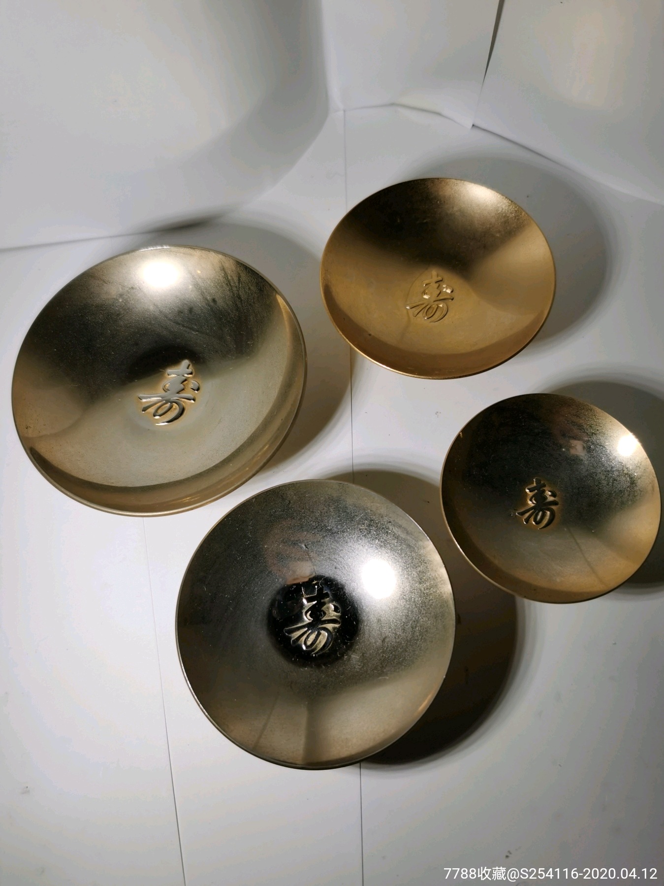 日本24k镀金酒碗摆件大的8.7cm中的两个7.