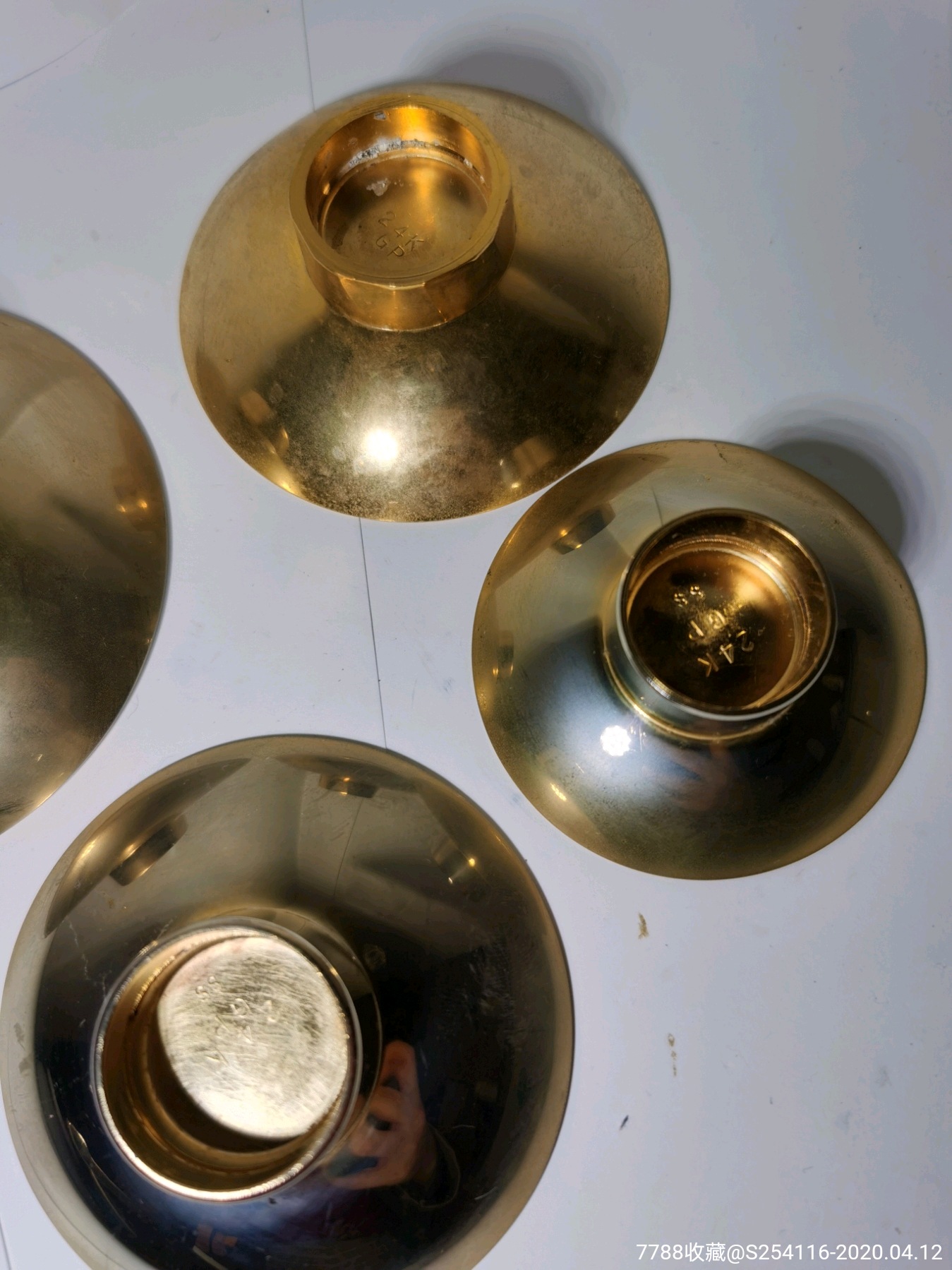 日本24k镀金酒碗摆件大的8.7cm中的两个7.3cm小的6cm大小4个打包19