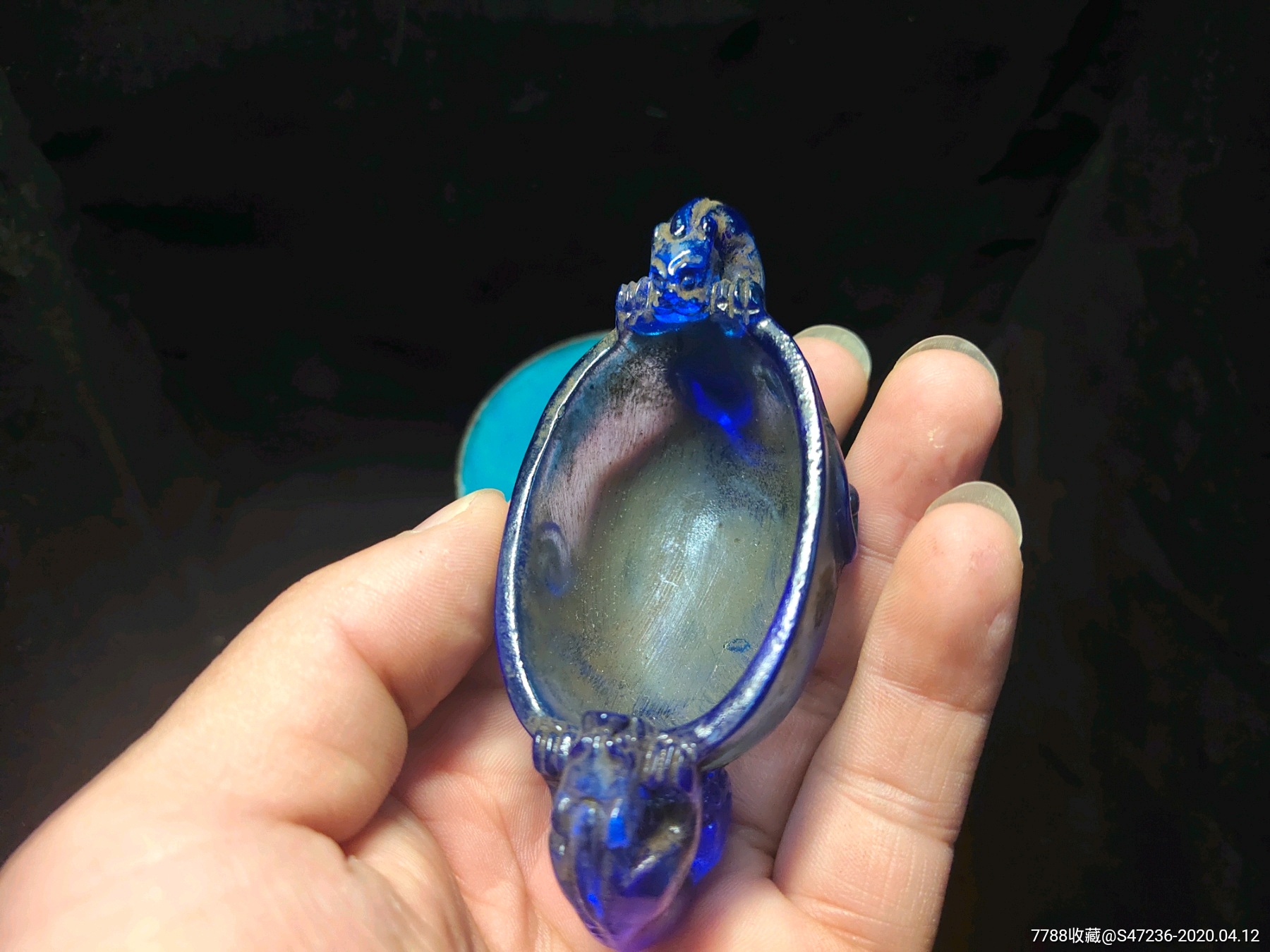 清代的琉璃兽耳酒杯看看