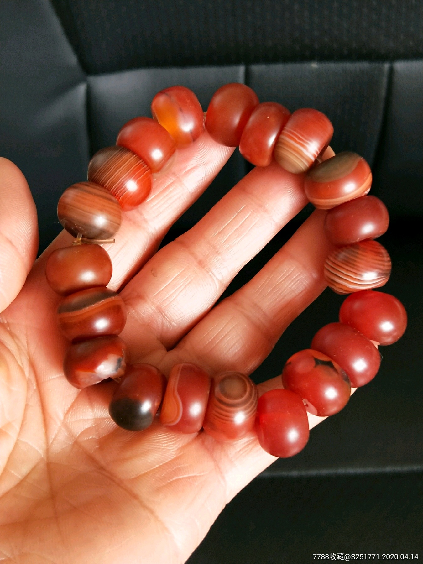 民国时期缠丝玛瑙珠子一串