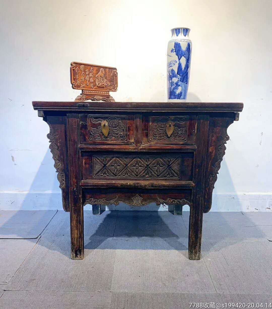 清代满工榆木供桌全品包老980元不议价不包邮