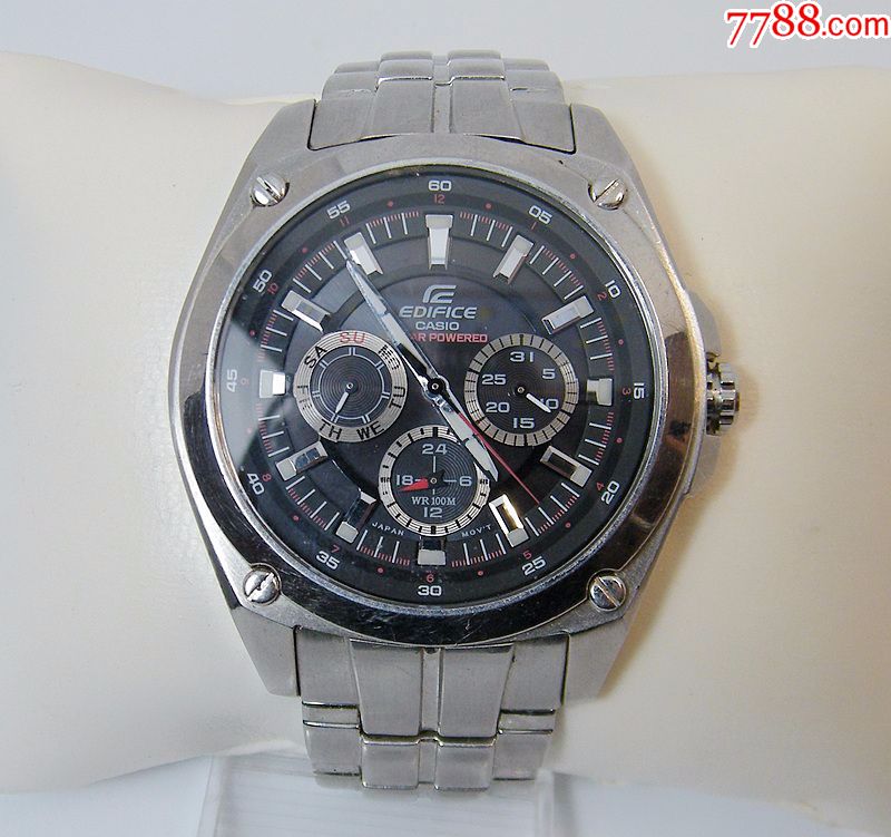 casio卡西欧6针多功能光动能石英表ef-330