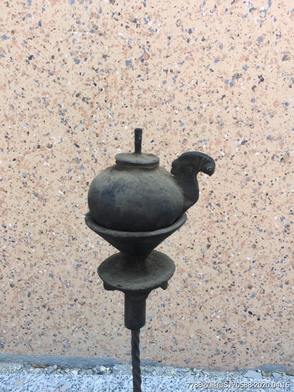 清代铁质油灯全品包老尺寸高度40厘米
