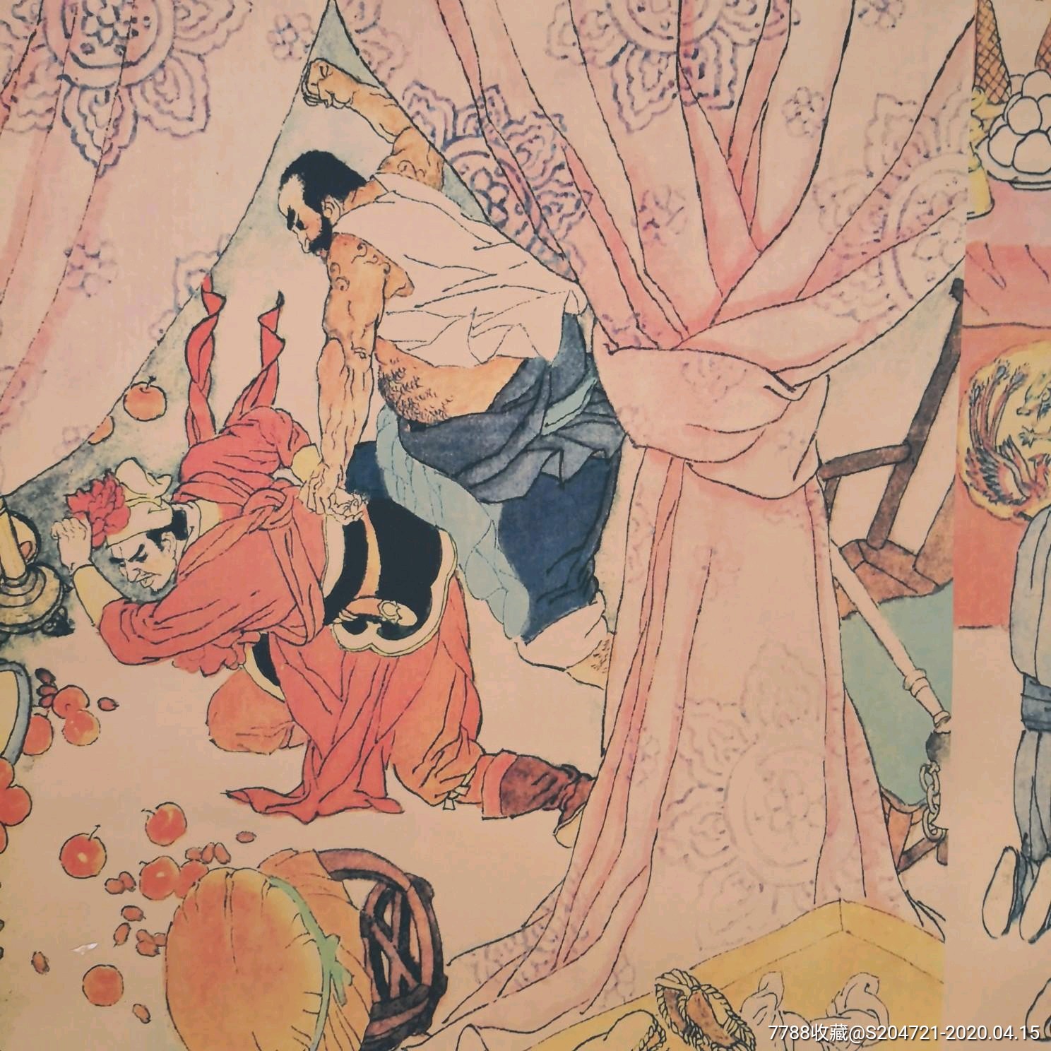 长卷轴画水浒传古画一副低价出售