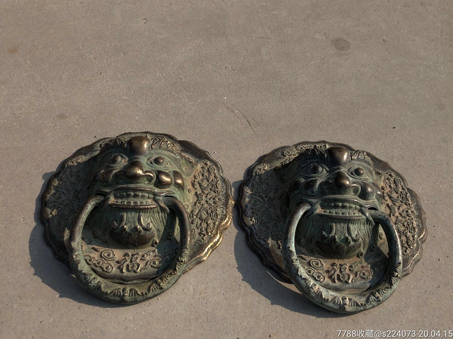 清代铜制门环一对,保存完整_梁旭古玩收藏【7788商城