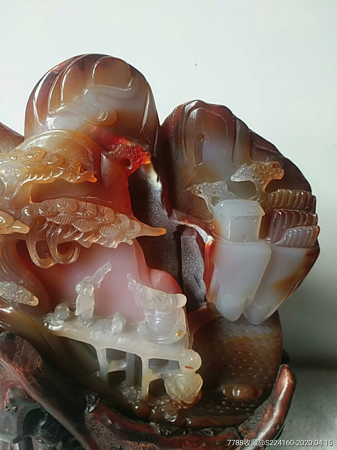 玉髓级玛瑙摆件山水图