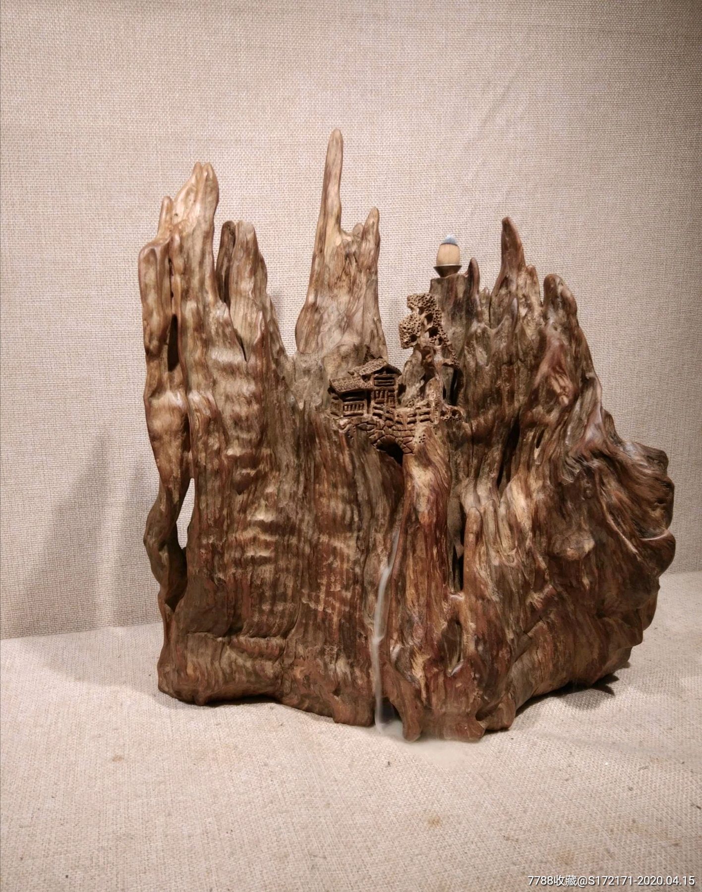 琥珀木陈化料,《幽峪泉声》根艺摆件,重8.2斤,长31宽16高33厘米