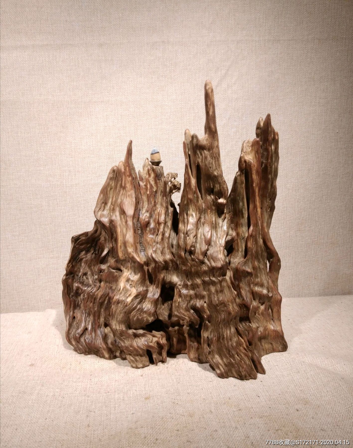 琥珀木陈化料,《幽峪泉声》根艺摆件,重8.2斤,长31宽16高33厘米