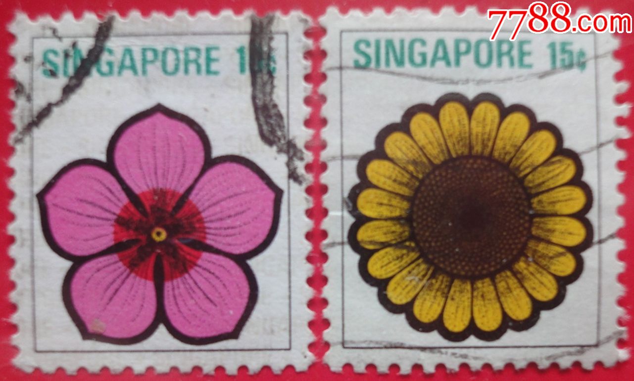 新加坡邮票:花卉2张,信销