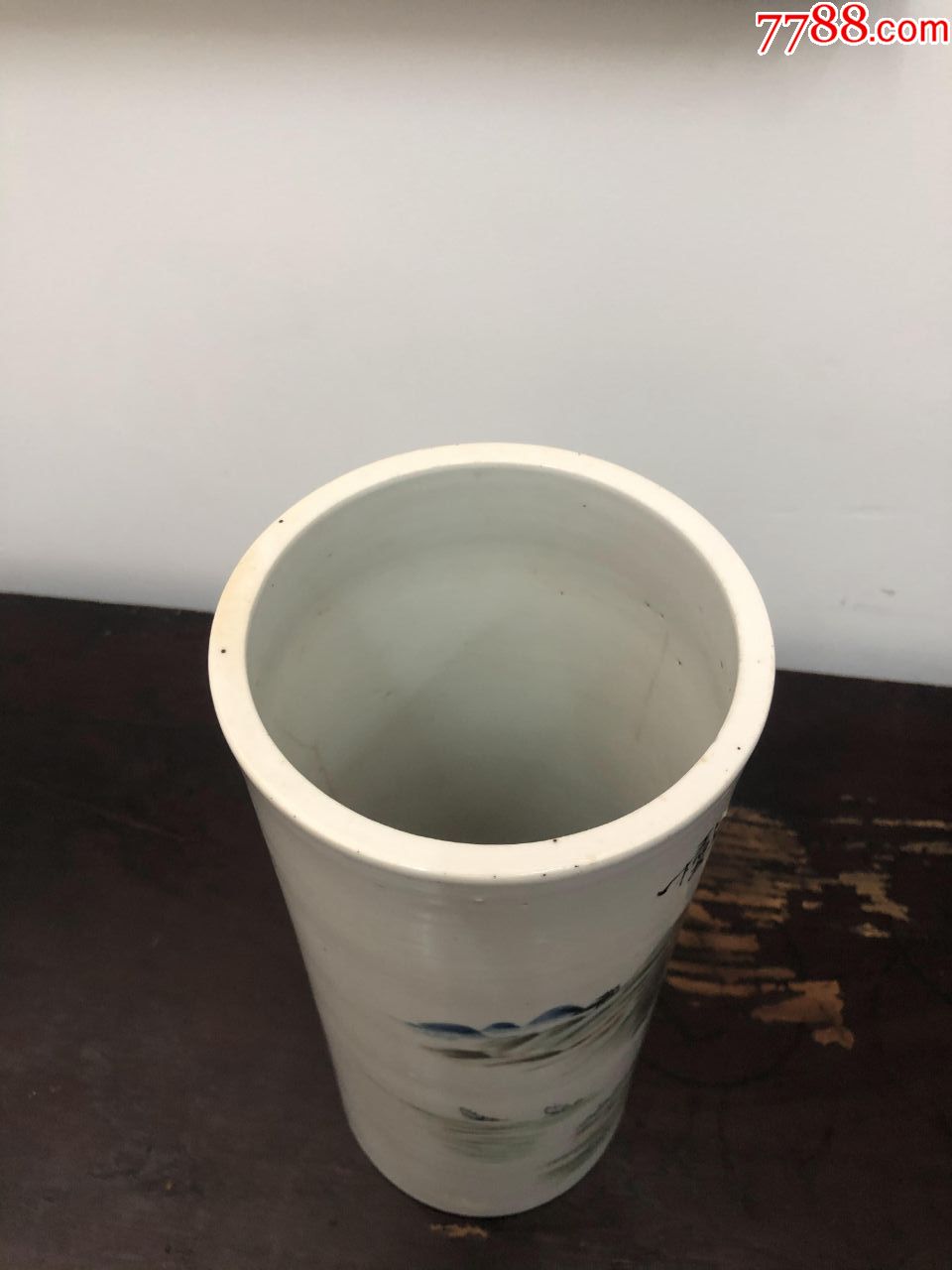 民国王恒友作浅绛彩三水人物帽筒