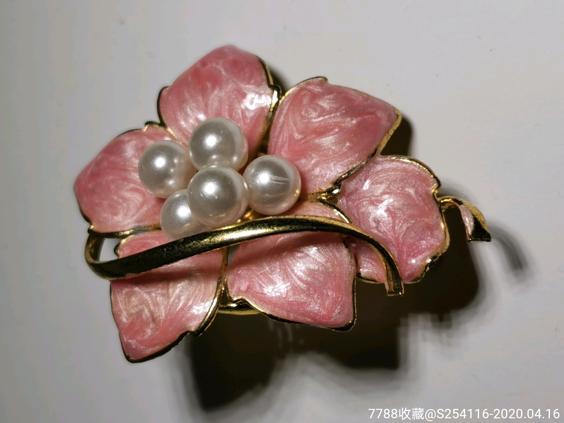 vintage日本七宝烧珐琅胸针天然珍珠镶嵌54*42mm珍珠7mm工艺精致ac